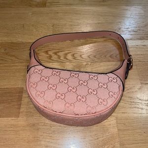 Gucci Pink Clutch GG Canvas Leather Mini Shoulder Bag Purse “Ophidia” NWOT